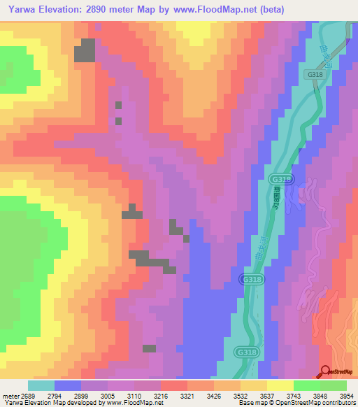 Yarwa,China Elevation Map
