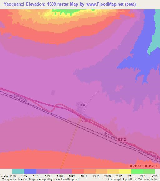 Yaoquanzi,China Elevation Map