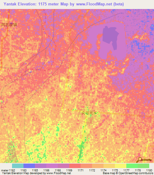 Yantak,China Elevation Map