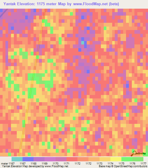 Yantak,China Elevation Map