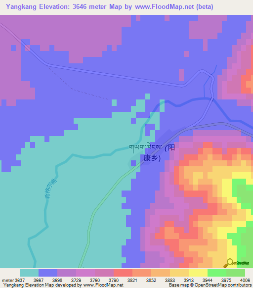 Yangkang,China Elevation Map