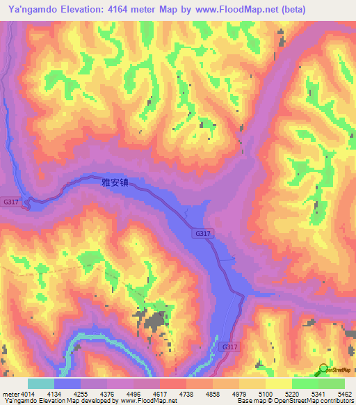 Ya'ngamdo,China Elevation Map