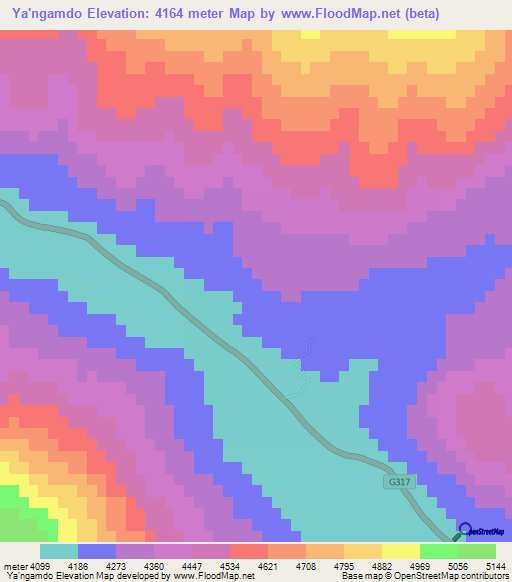 Ya'ngamdo,China Elevation Map