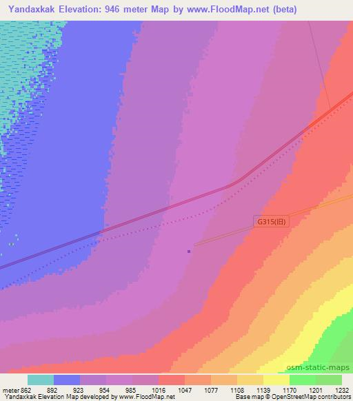 Yandaxkak,China Elevation Map