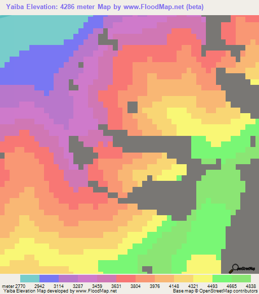 Yaiba,China Elevation Map