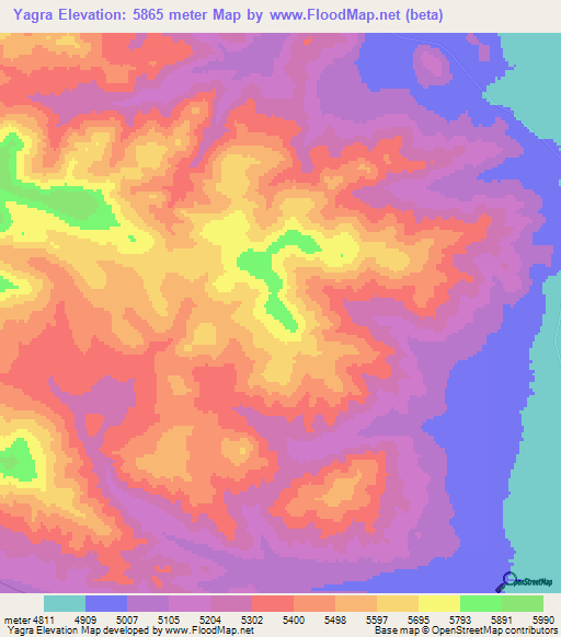 Yagra,China Elevation Map