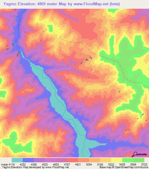 Yagmo,China Elevation Map