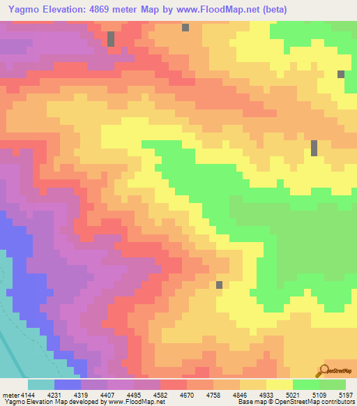 Yagmo,China Elevation Map