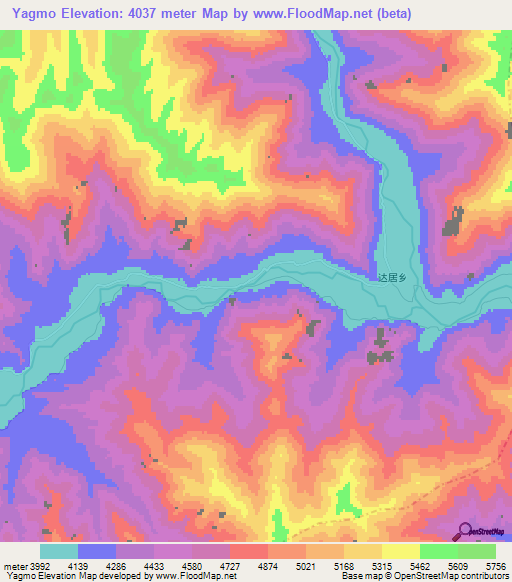 Yagmo,China Elevation Map