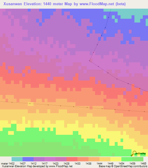 Xusanwan,China Elevation Map