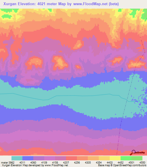 Xurgan,China Elevation Map