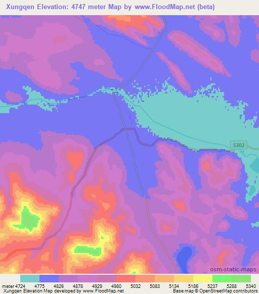 Xungqen,China Elevation Map