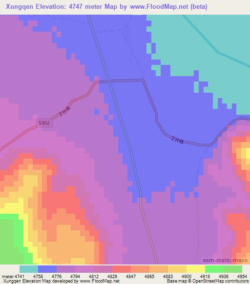 Xungqen,China Elevation Map