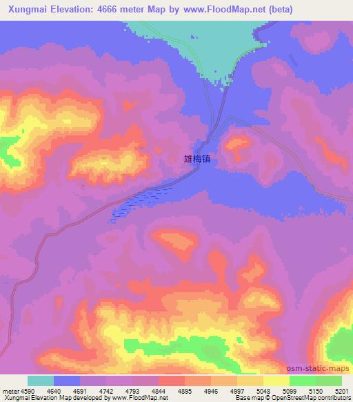 Xungmai,China Elevation Map