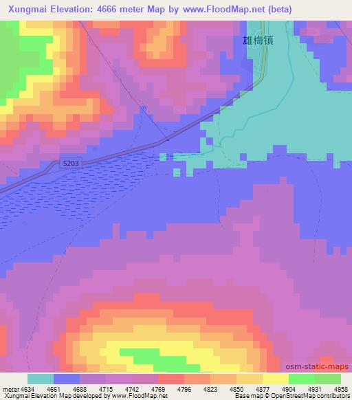 Xungmai,China Elevation Map