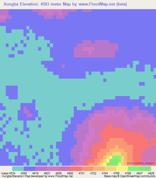 Xungba,China Elevation Map