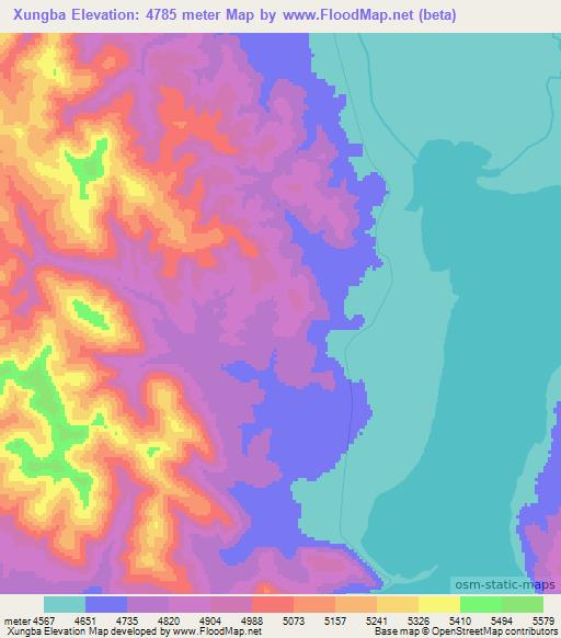 Xungba,China Elevation Map