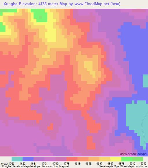 Xungba,China Elevation Map