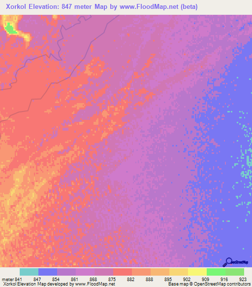 Xorkol,China Elevation Map