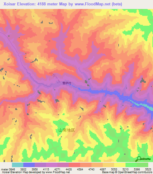 Xoisar,China Elevation Map