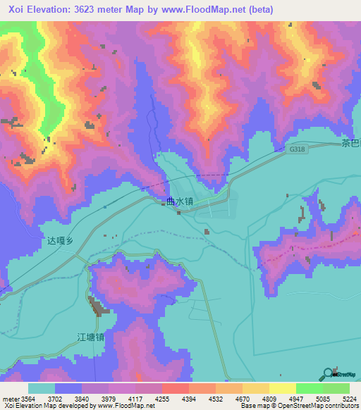 Xoi,China Elevation Map