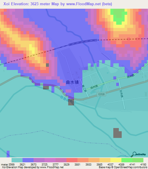 Xoi,China Elevation Map
