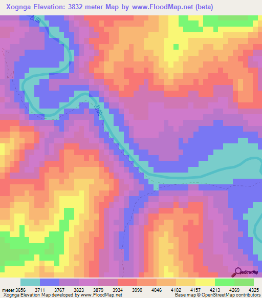 Xognga,China Elevation Map