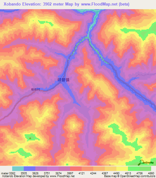 Xobando,China Elevation Map