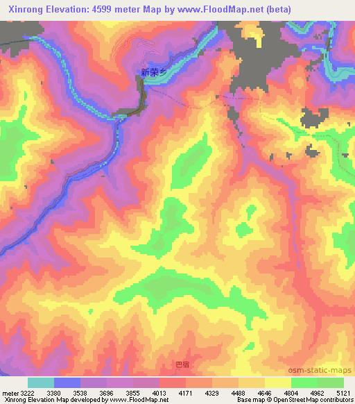 Xinrong,China Elevation Map