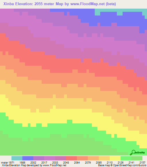 Xinba,China Elevation Map