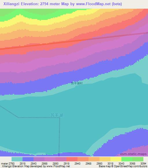 Xiliangzi,China Elevation Map