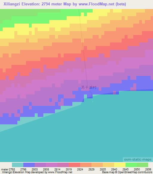 Xiliangzi,China Elevation Map