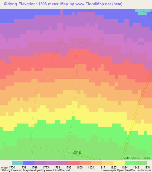 Xidong,China Elevation Map