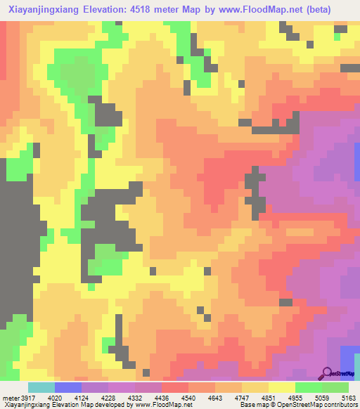 Xiayanjingxiang,China Elevation Map