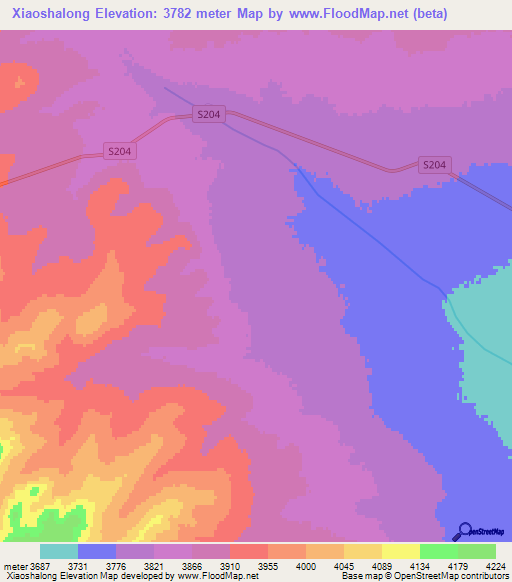 Xiaoshalong,China Elevation Map