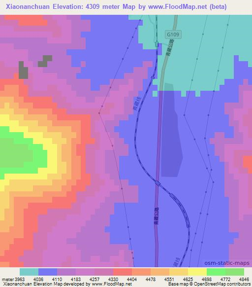 Xiaonanchuan,China Elevation Map