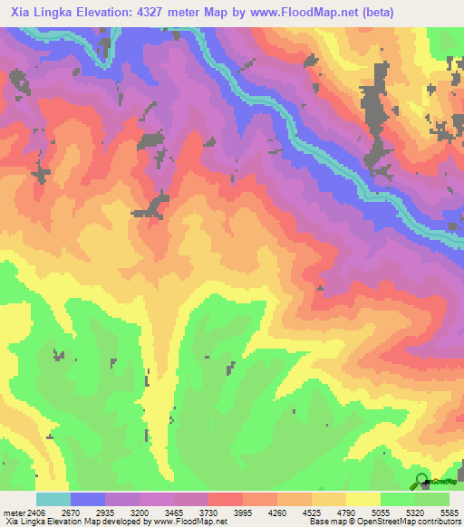 Xia Lingka,China Elevation Map