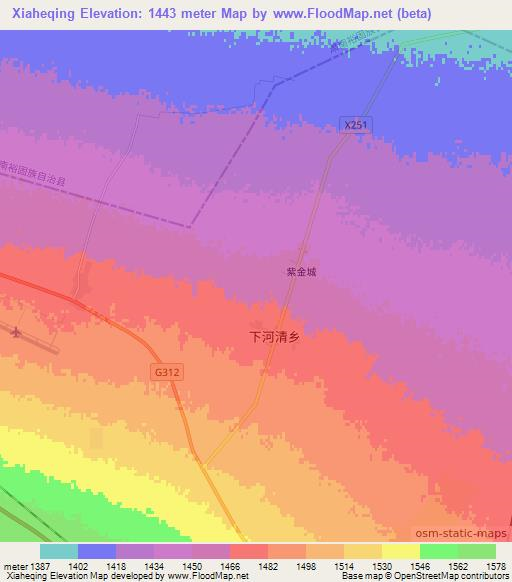 Xiaheqing,China Elevation Map