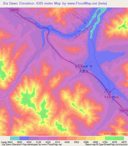 Xia Dawo,China Elevation Map