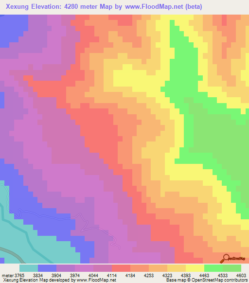 Xexung,China Elevation Map