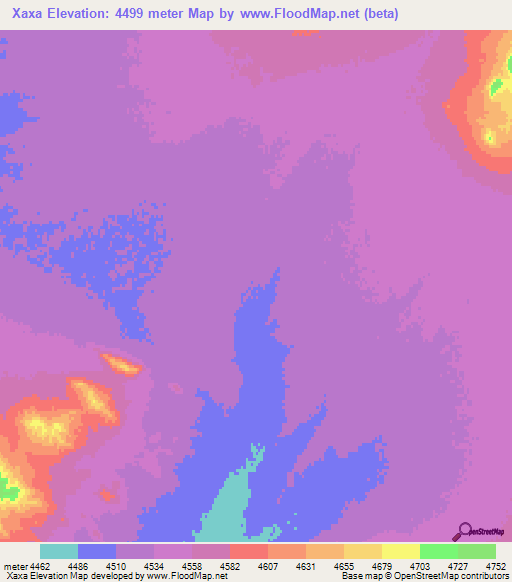 Xaxa,China Elevation Map