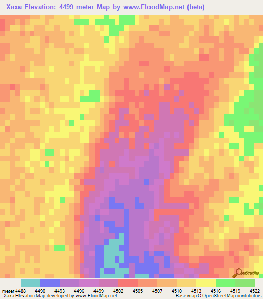 Xaxa,China Elevation Map