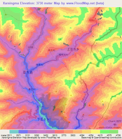 Xarsingma,China Elevation Map