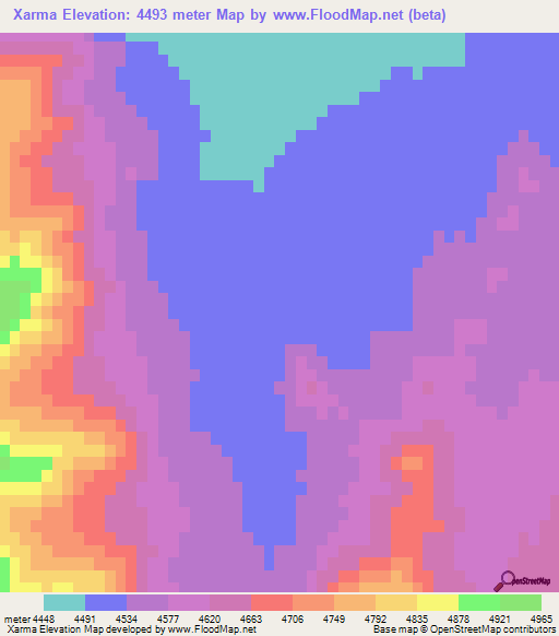 Xarma,China Elevation Map