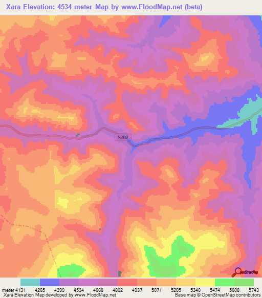 Xara,China Elevation Map