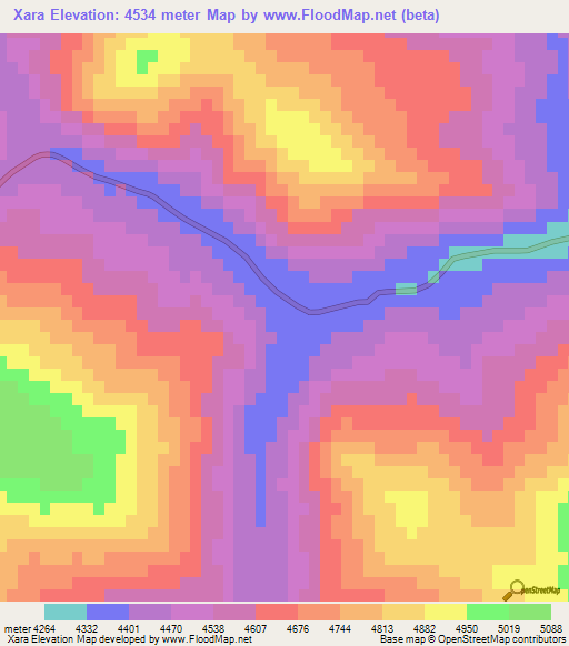 Xara,China Elevation Map