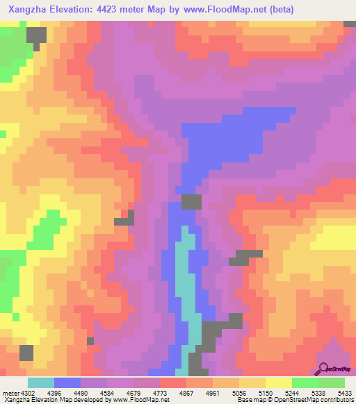 Xangzha,China Elevation Map