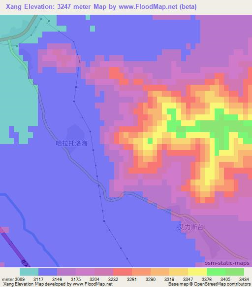 Xang,China Elevation Map