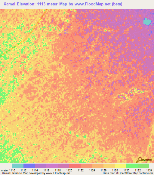 Xamal,China Elevation Map