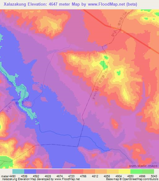 Xalazakung,China Elevation Map